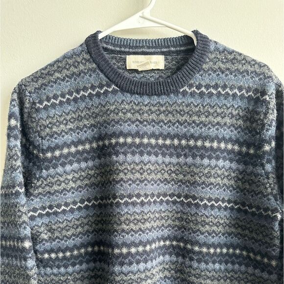Frederik Anderson Copenhagen Lambs Wool Striped Crew Neck Sweater Fall Sz Large - Picture 2 of 6